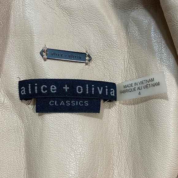 Alice + Olivia Women’s Almond Faux Leather Jacket Size 4 - Picture 10 of 16